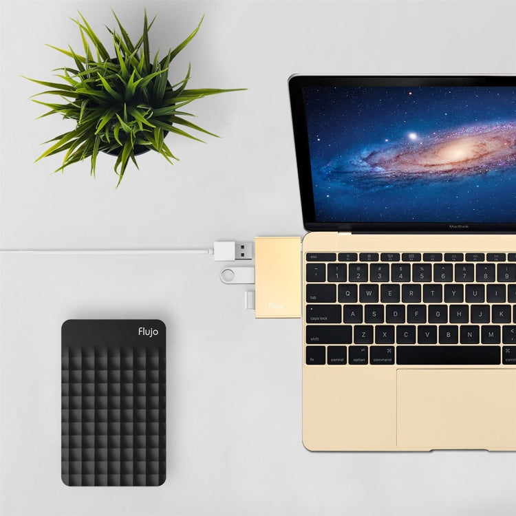 Flujo H55 Aluminum USB-C / Type-C & Micro USB to USB 3.0 & USB 2.0 HUB Adapter