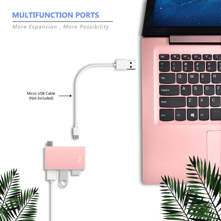 Flujo H55 Aluminum USB-C / Type-C & Micro USB to USB 3.0 & USB 2.0 HUB Adapter
