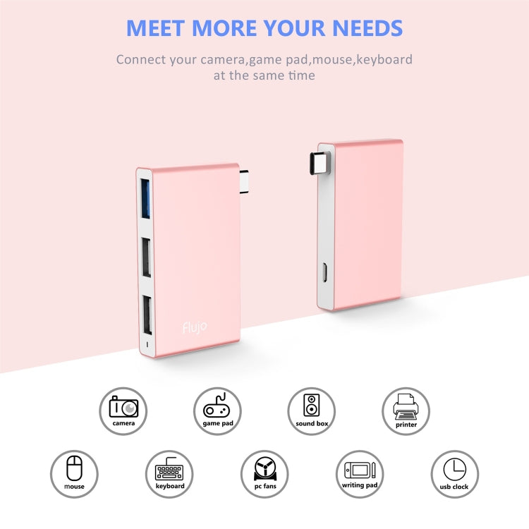 Flujo H55 Aluminum USB-C / Type-C & Micro USB to USB 3.0 & USB 2.0 HUB Adapter