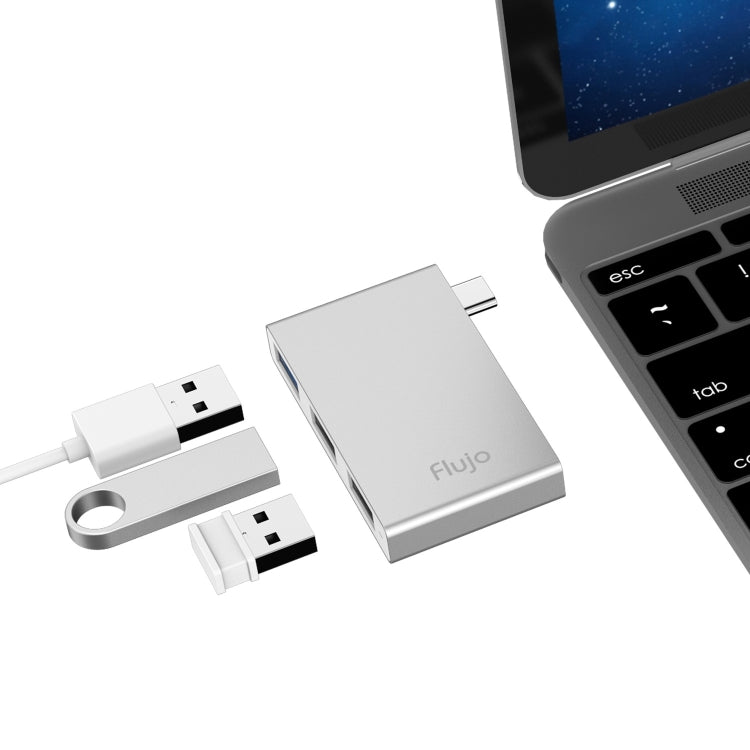 Flujo H55 Aluminum USB-C / Type-C & Micro USB to USB 3.0 & USB 2.0 HUB Adapter