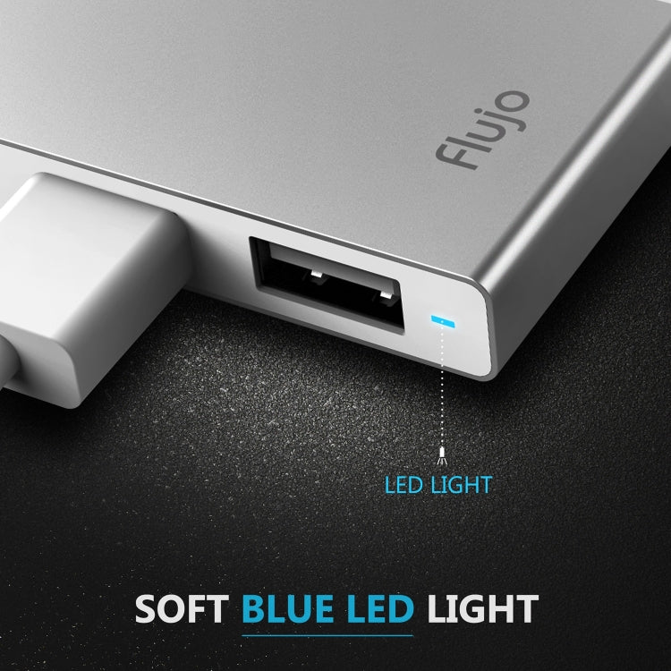 Flujo H55 Aluminum USB-C / Type-C & Micro USB to USB 3.0 & USB 2.0 HUB Adapter