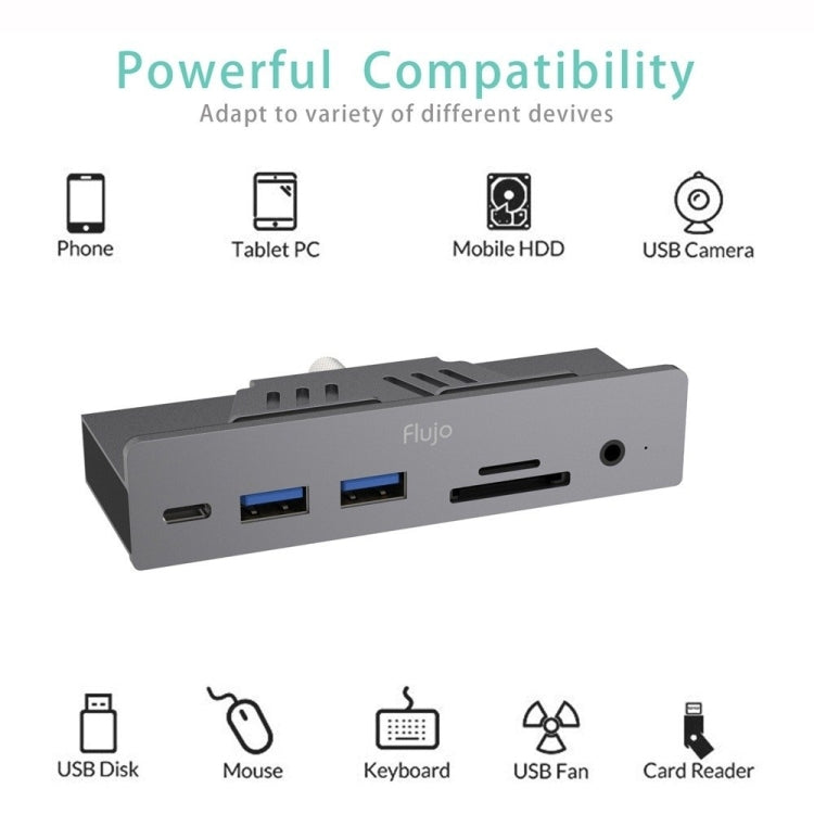 Flujo H61 Multi-function USB 3.0 x 2 + SD + TF + 3.5mm Jack + HDMI HUB Adapter with LED Indicator Light