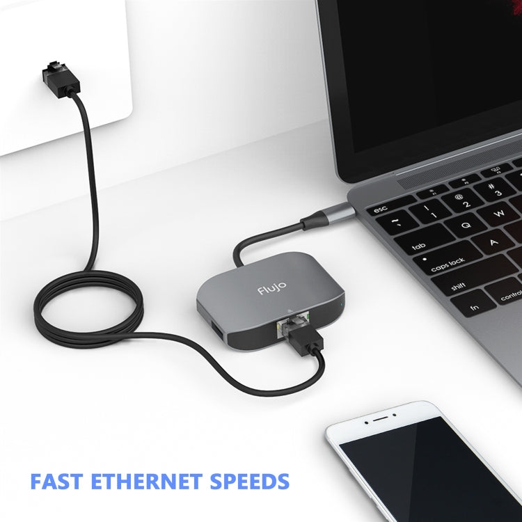 Flujo UC29 USB-C / Type-C to Gigabit Ethernet & USB 3.0 Super Speed HUB Adapter