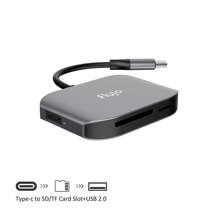 Flujo UC30 USB-C / Type-C to 2 Ports USB 2.0 HUB Adapter with Card Reader