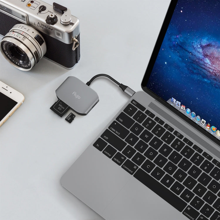 Flujo UC30 USB-C / Type-C to 2 Ports USB 2.0 HUB Adapter with Card Reader