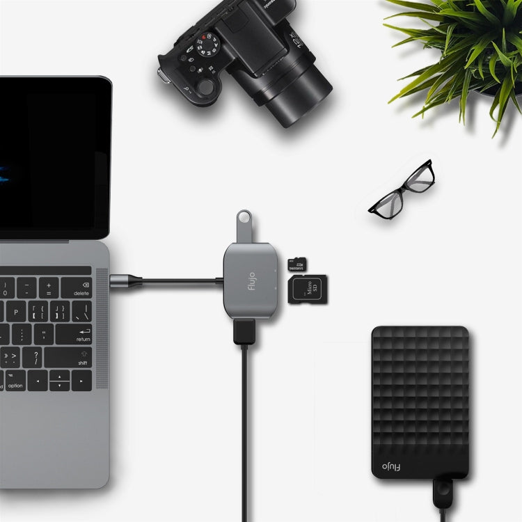 Flujo UC30 USB-C / Type-C to 2 Ports USB 2.0 HUB Adapter with Card Reader