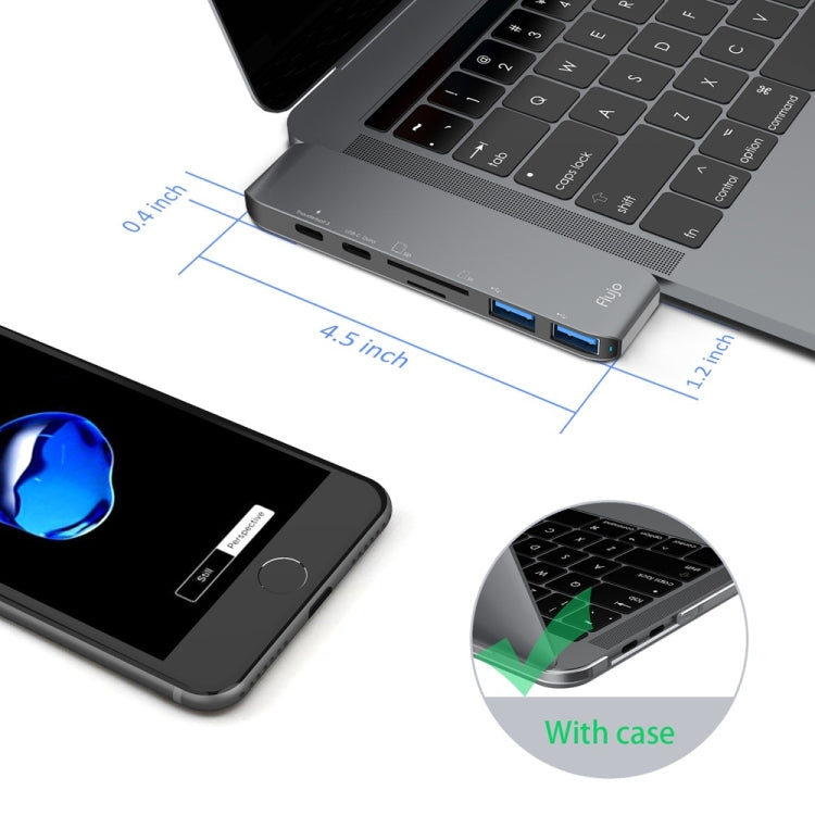 Flujo UC32 USB 3.0 x 2 + USB-C / Type-C + Thunderbolt 3 + HDMI to Dual USB-C / Type-C HUB Adapter with Card Reader