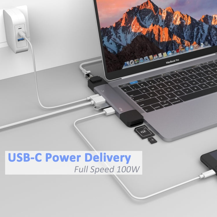 Flujo UC50 Thunderbolt 3 + HDMI + USB 3.0 x 2 to Dual USB-C / Type-C HUB Adapter