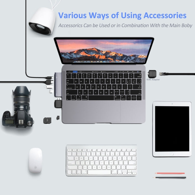 Flujo UC50 Thunderbolt 3 + HDMI + USB 3.0 x 2 to Dual USB-C / Type-C HUB Adapter