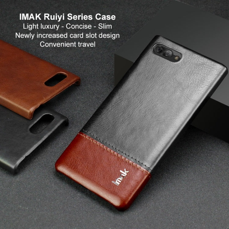 IMAK Ruiyi Series Concise Slim PU + PC Protective Case for BlackBerry KEY 2 (Black Brown)