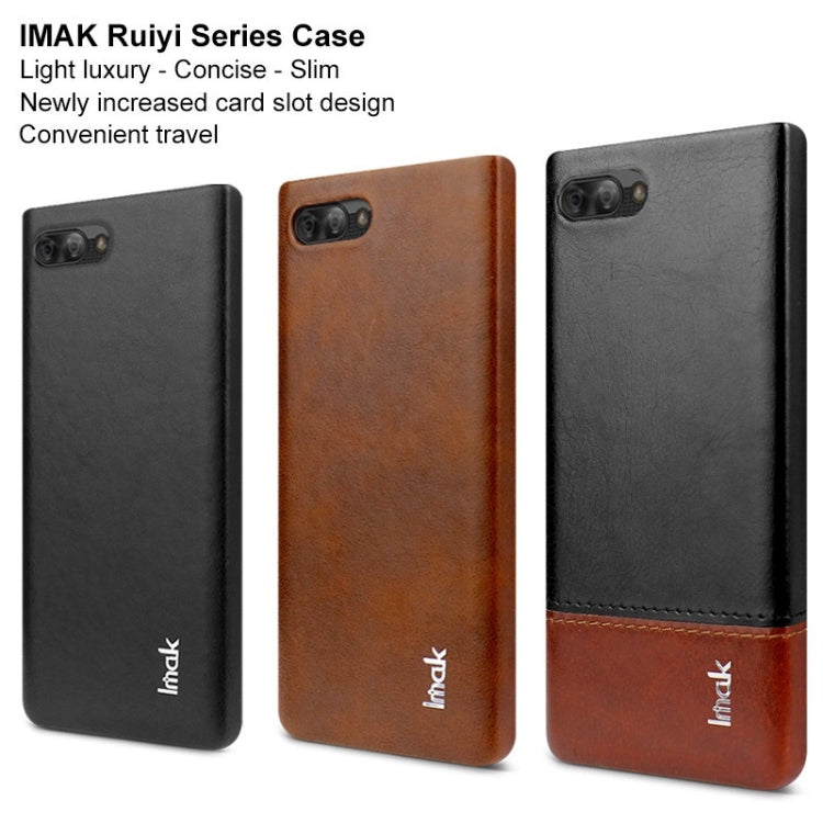 IMAK Ruiyi Series Concise Slim PU + PC Protective Case for BlackBerry KEY 2 (Black Brown)
