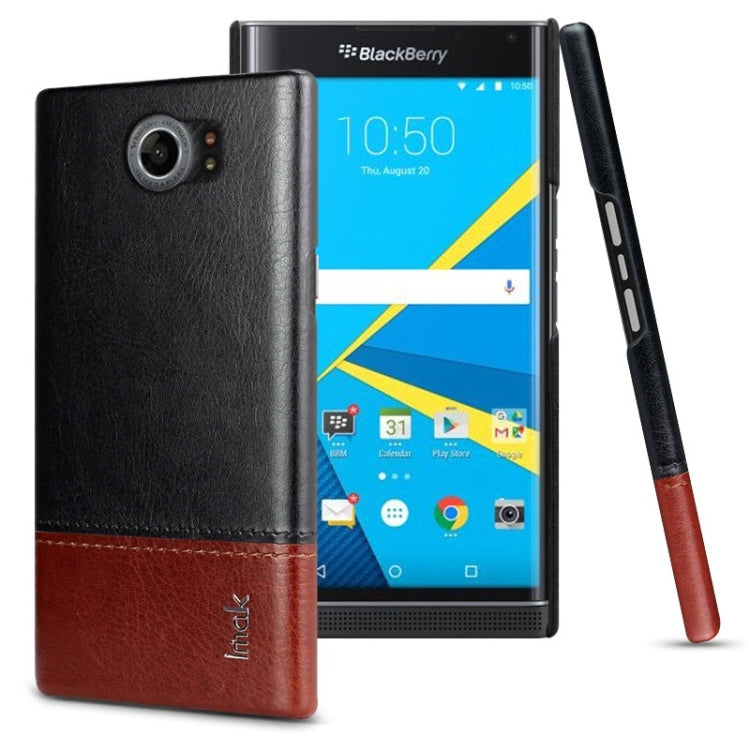 IMAK Ruiyi Series Concise Slim PU + PC Protective Case for BlackBerry Priv / Venice (Black Brown)