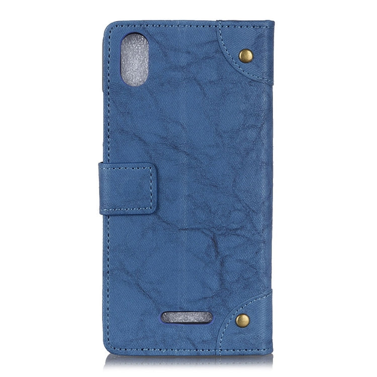 Copper Buckle Retro Texture Horizontal Flip Leather Case for Wiko Y80, with Holder & Card Slots & Wallet