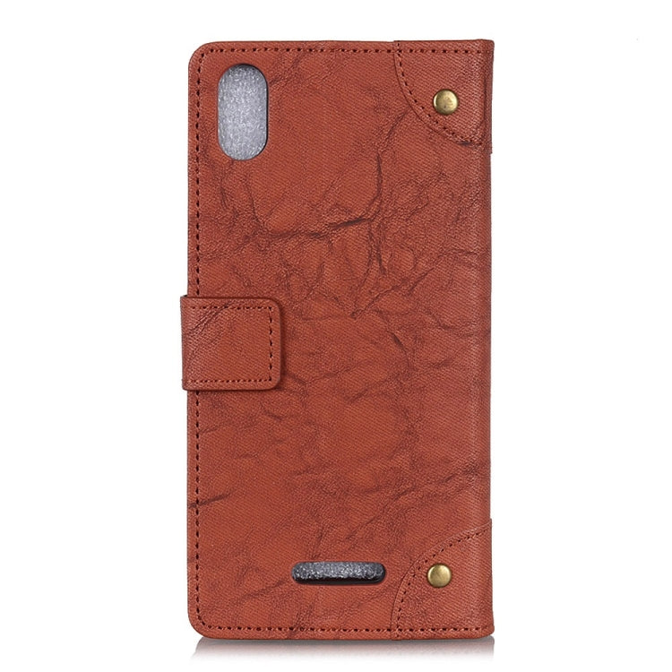 Copper Buckle Retro Texture Horizontal Flip Leather Case for Wiko Y80, with Holder & Card Slots & Wallet