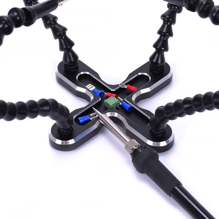 USB LED 3X Glasses Magnifier Lamp DIY Soldering Third Hand Flexible Arms Welding Helping Stand Repair Holder Tool