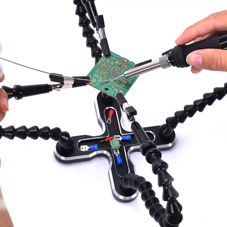 USB LED 3X Glasses Magnifier Lamp DIY Soldering Third Hand Flexible Arms Welding Helping Stand Repair Holder Tool