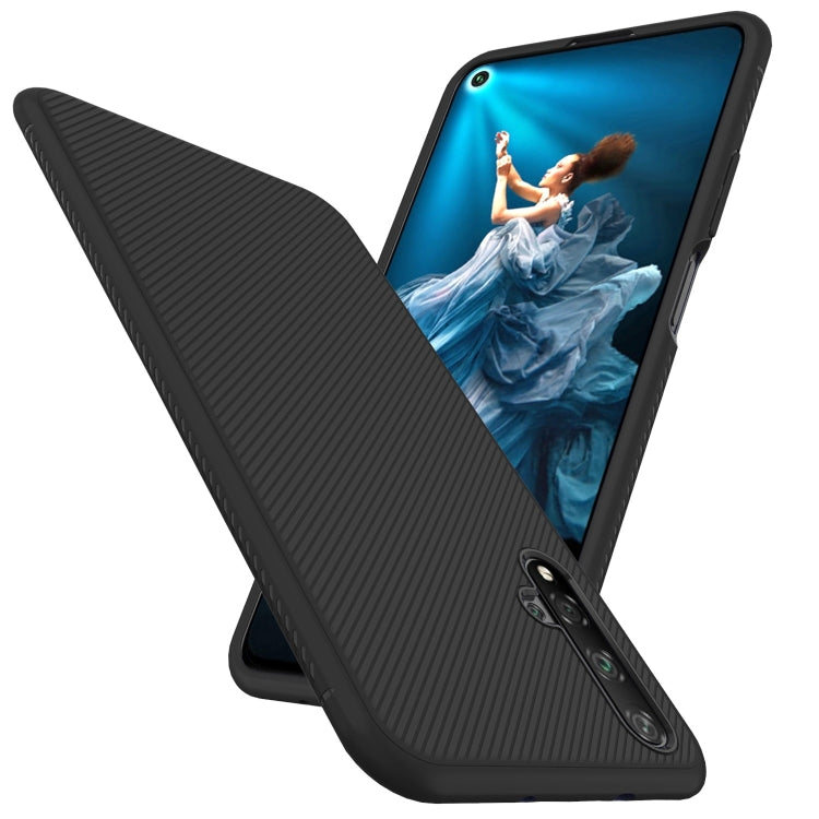 Lenuo Leshen Series Stripe Texture TPU Case for Huaiwei Honor 20 (Black)