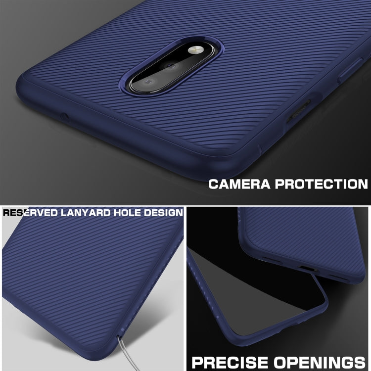 Lenuo Leshen Series Stripe Texture TPU Case for OnePlus 7 (Blue)
