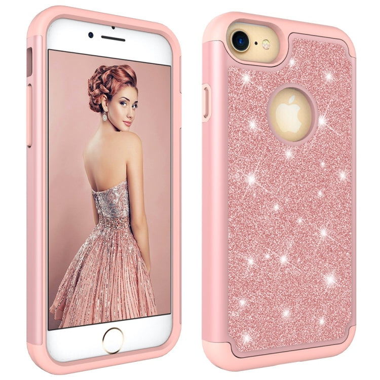 Glitter Powder Contrast Skin Shockproof Silicone + PC Protective Case for iPhone 6 & 6s & 7 & 8