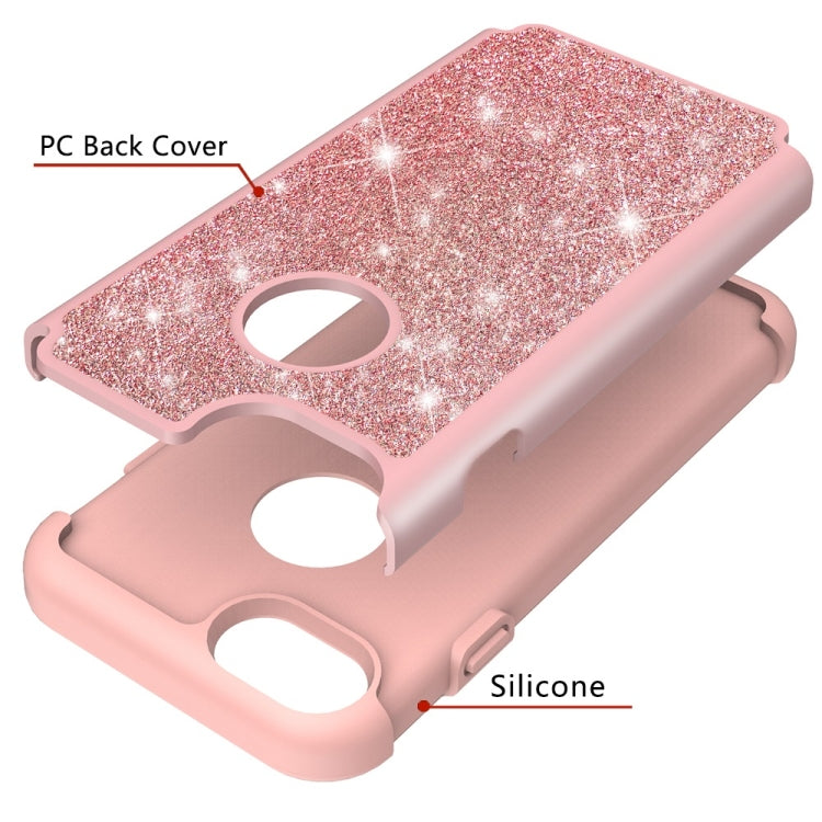 Glitter Powder Contrast Skin Shockproof Silicone + PC Protective Case for iPhone 6 & 6s & 7 & 8