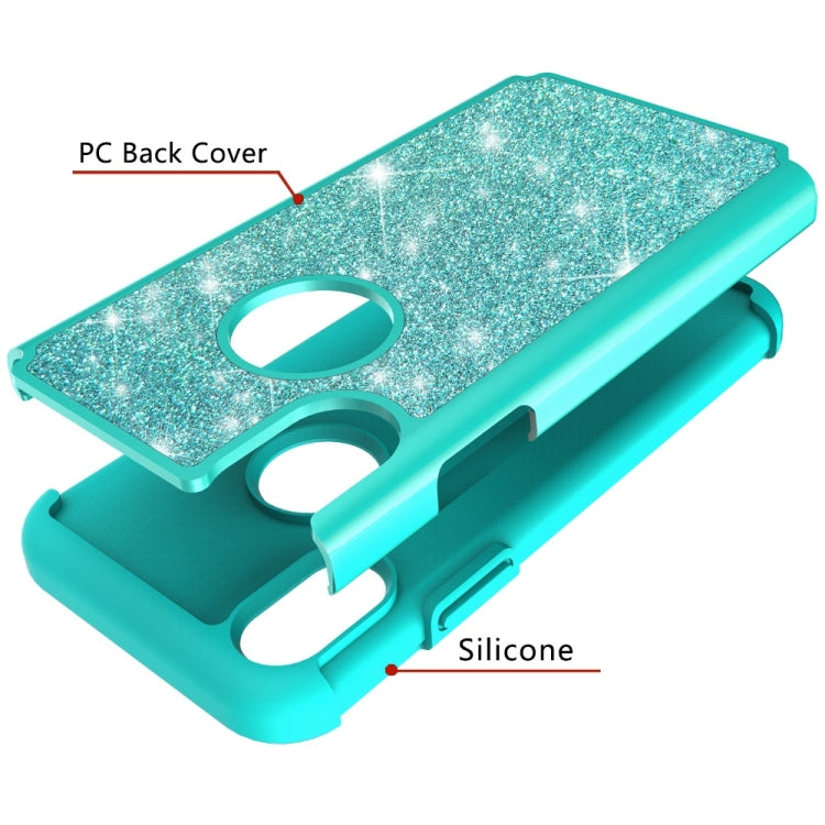For iPhone X / XS Glitter Powder Contrast Skin Shockproof Silicone + PC Protective Case