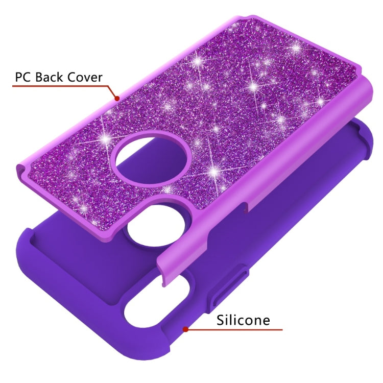For iPhone X / XS Glitter Powder Contrast Skin Shockproof Silicone + PC Protective Case