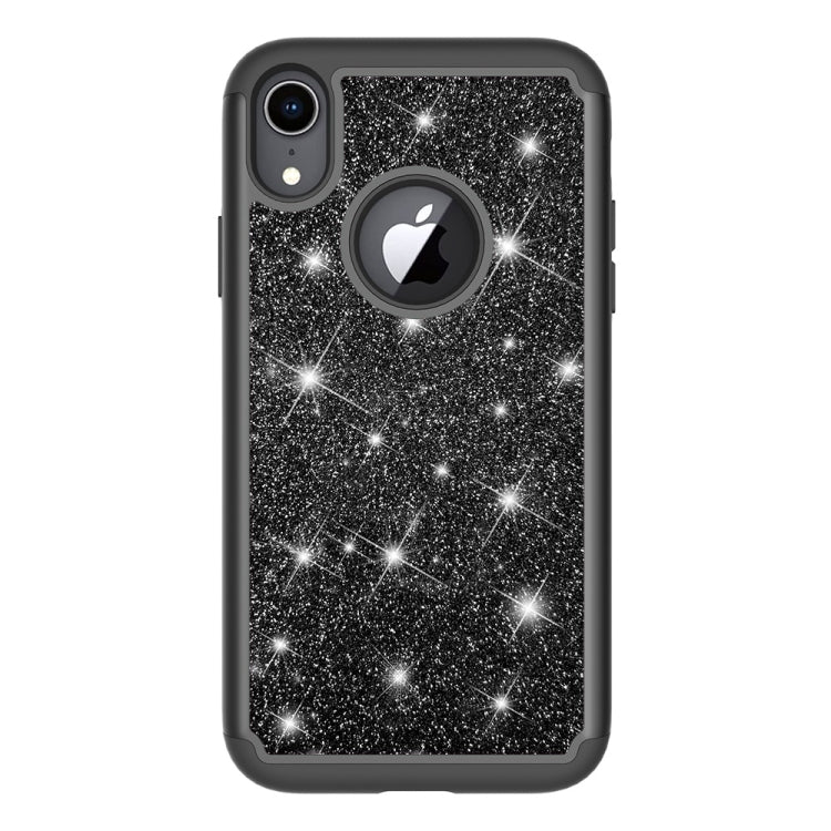 For iPhone XR Glitter Powder Contrast Skin Shockproof Silicone + PC Protective Case
