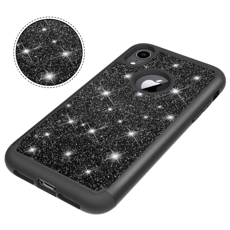 For iPhone XR Glitter Powder Contrast Skin Shockproof Silicone + PC Protective Case