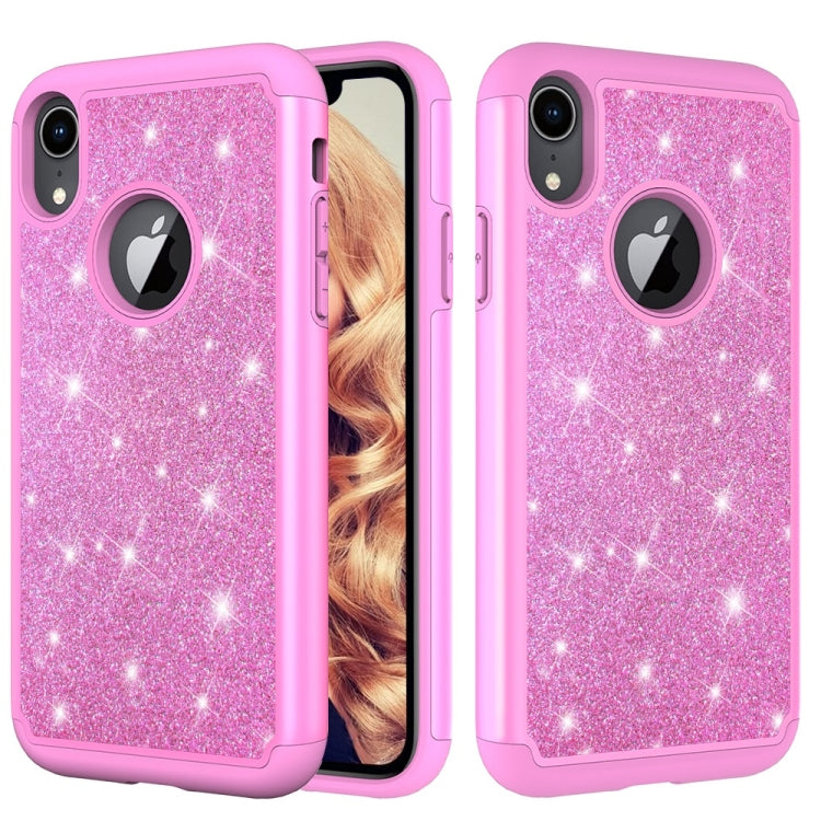 For iPhone XR Glitter Powder Contrast Skin Shockproof Silicone + PC Protective Case