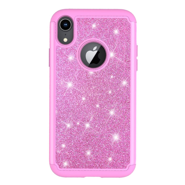 For iPhone XR Glitter Powder Contrast Skin Shockproof Silicone + PC Protective Case