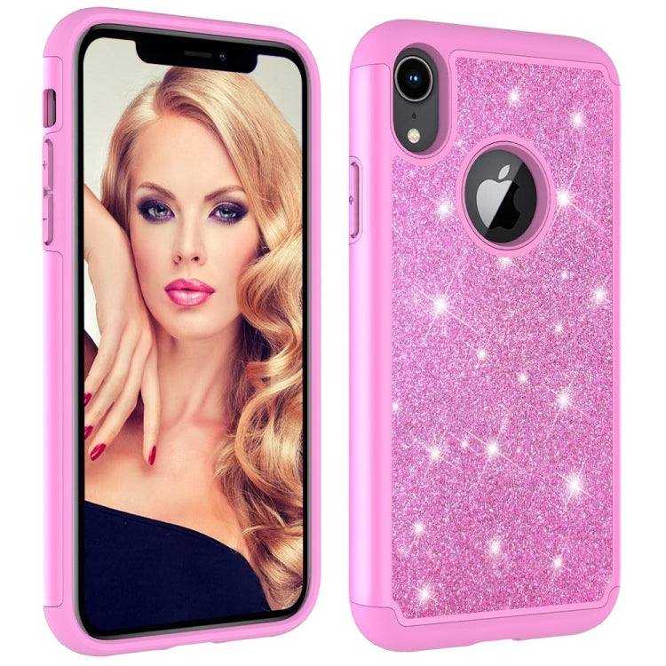 For iPhone XR Glitter Powder Contrast Skin Shockproof Silicone + PC Protective Case