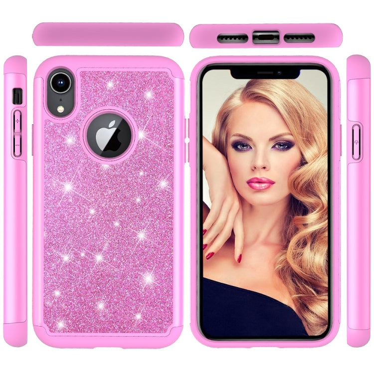 For iPhone XR Glitter Powder Contrast Skin Shockproof Silicone + PC Protective Case