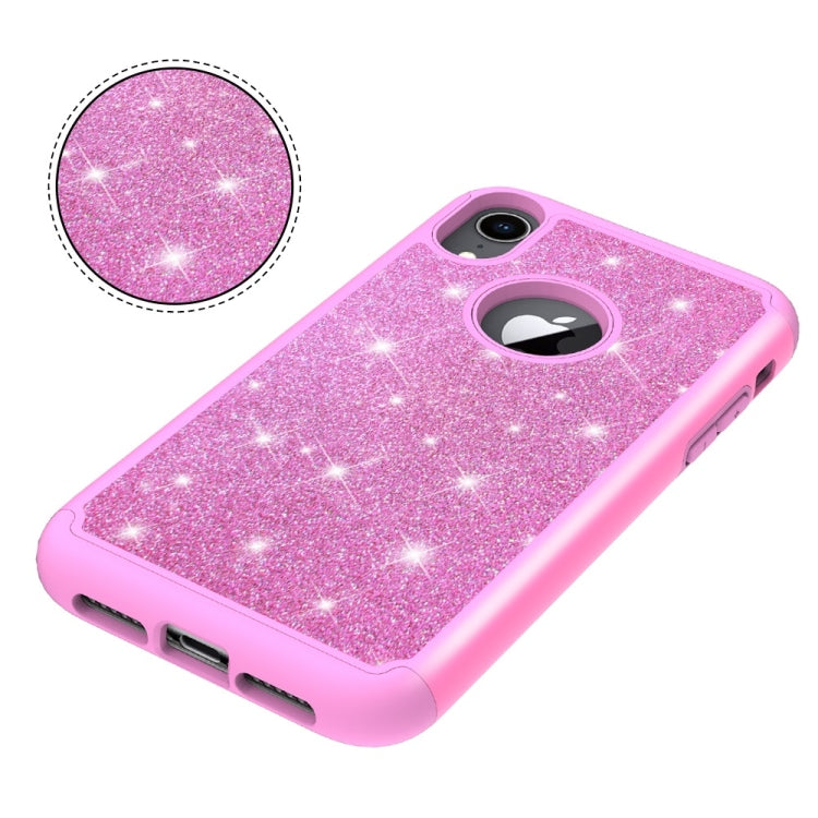 For iPhone XR Glitter Powder Contrast Skin Shockproof Silicone + PC Protective Case