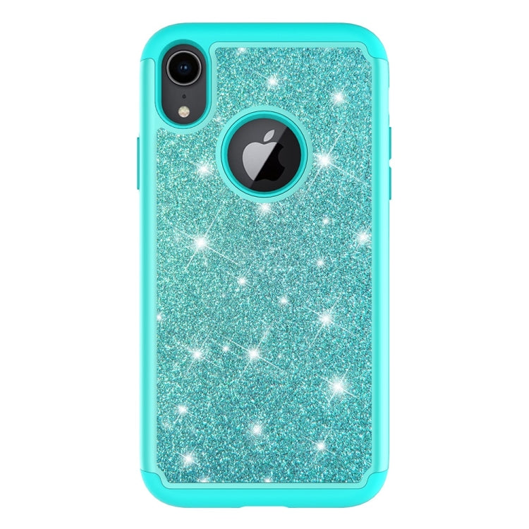 For iPhone XR Glitter Powder Contrast Skin Shockproof Silicone + PC Protective Case