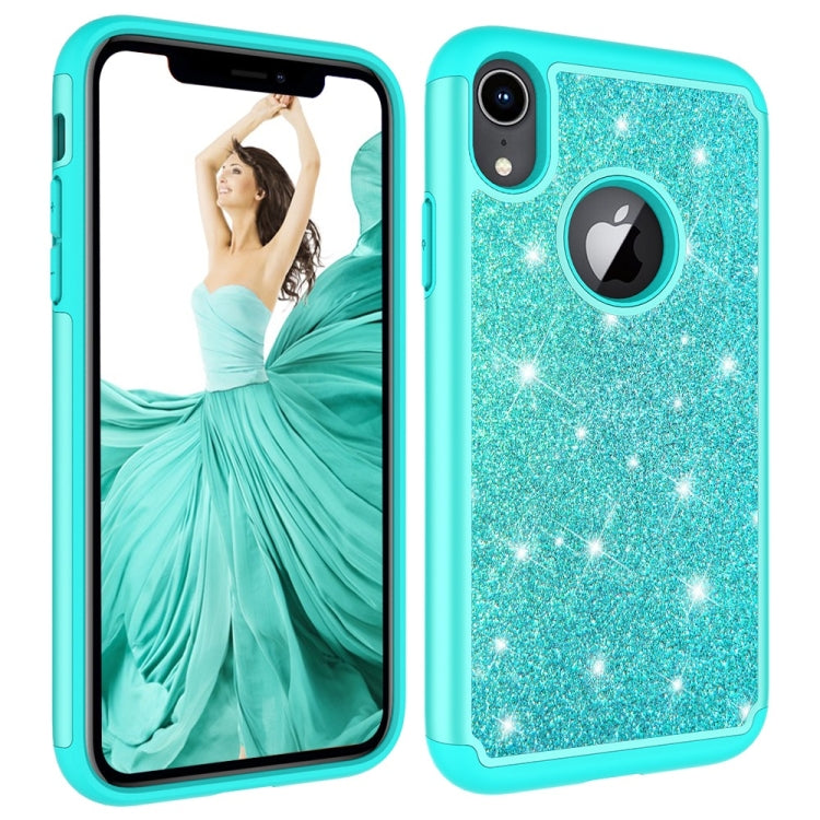 For iPhone XR Glitter Powder Contrast Skin Shockproof Silicone + PC Protective Case
