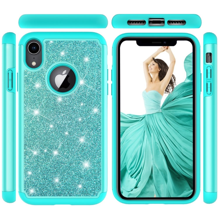 For iPhone XR Glitter Powder Contrast Skin Shockproof Silicone + PC Protective Case
