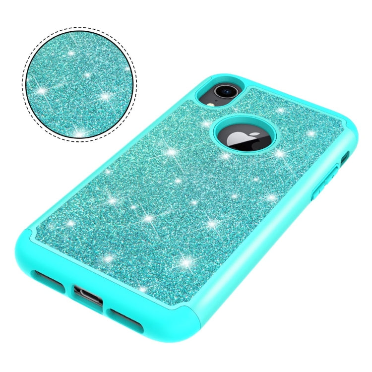 For iPhone XR Glitter Powder Contrast Skin Shockproof Silicone + PC Protective Case