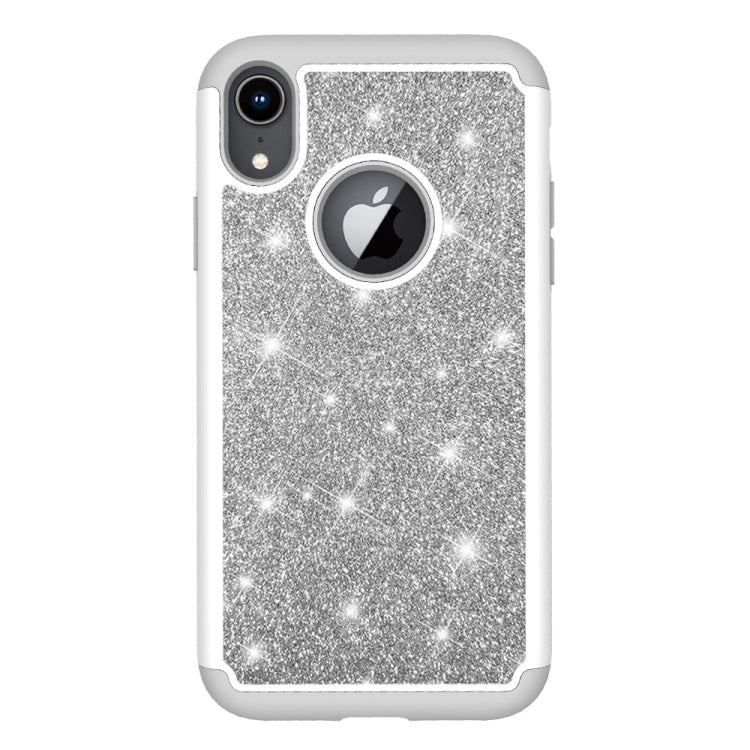 For iPhone XR Glitter Powder Contrast Skin Shockproof Silicone + PC Protective Case