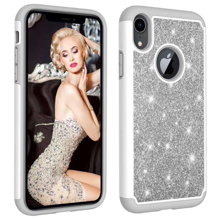 For iPhone XR Glitter Powder Contrast Skin Shockproof Silicone + PC Protective Case
