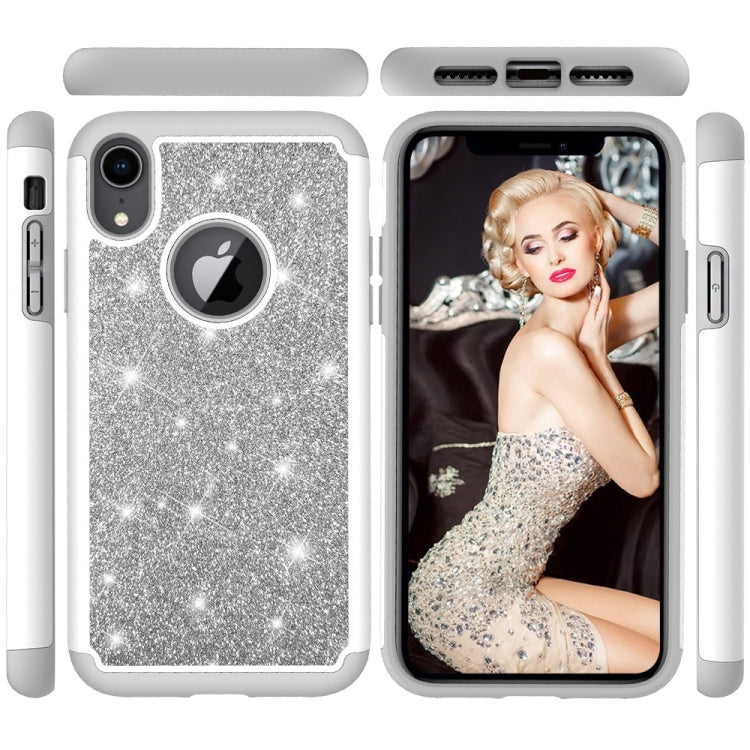 For iPhone XR Glitter Powder Contrast Skin Shockproof Silicone + PC Protective Case