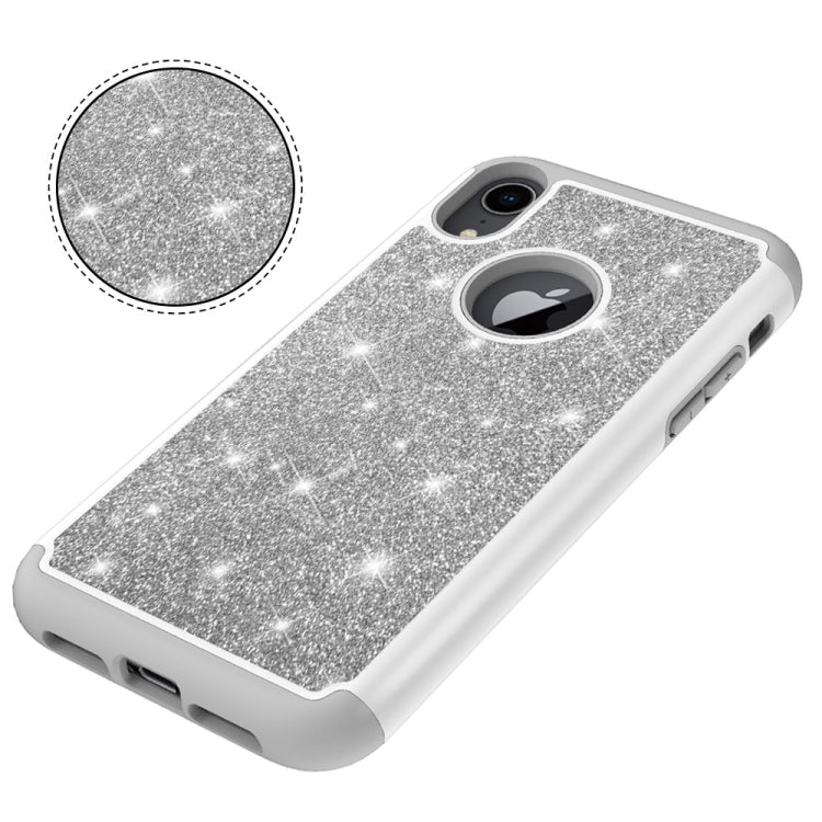 For iPhone XR Glitter Powder Contrast Skin Shockproof Silicone + PC Protective Case