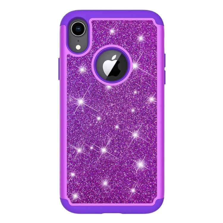 For iPhone XR Glitter Powder Contrast Skin Shockproof Silicone + PC Protective Case