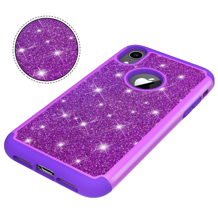 For iPhone XR Glitter Powder Contrast Skin Shockproof Silicone + PC Protective Case