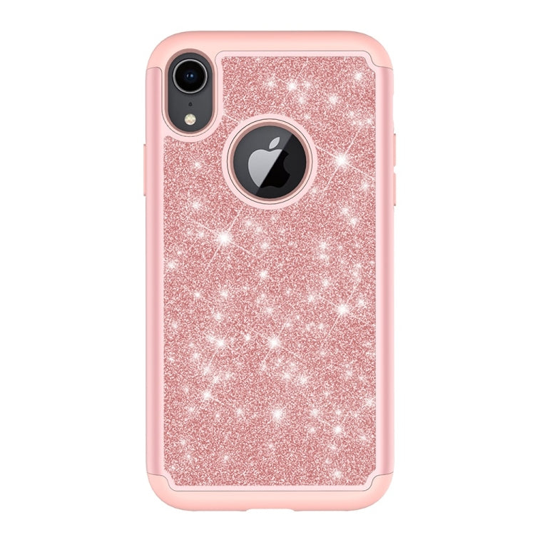For iPhone XR Glitter Powder Contrast Skin Shockproof Silicone + PC Protective Case
