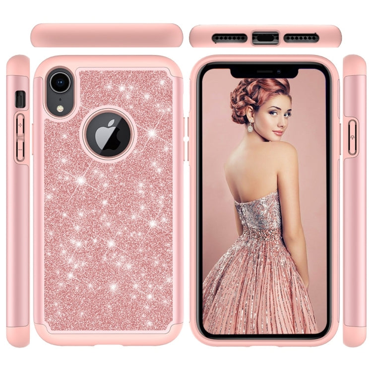 For iPhone XR Glitter Powder Contrast Skin Shockproof Silicone + PC Protective Case