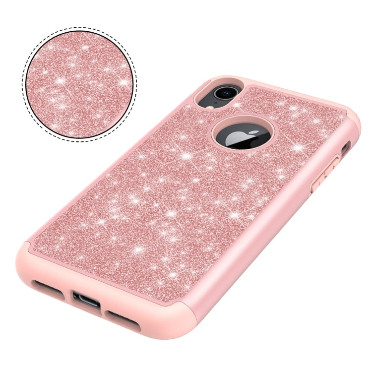 For iPhone XR Glitter Powder Contrast Skin Shockproof Silicone + PC Protective Case