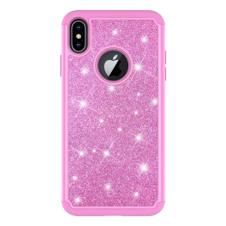 For iPhone XS Max Glitter Powder Contrast Skin Shockproof Silicone + PC Protective Case