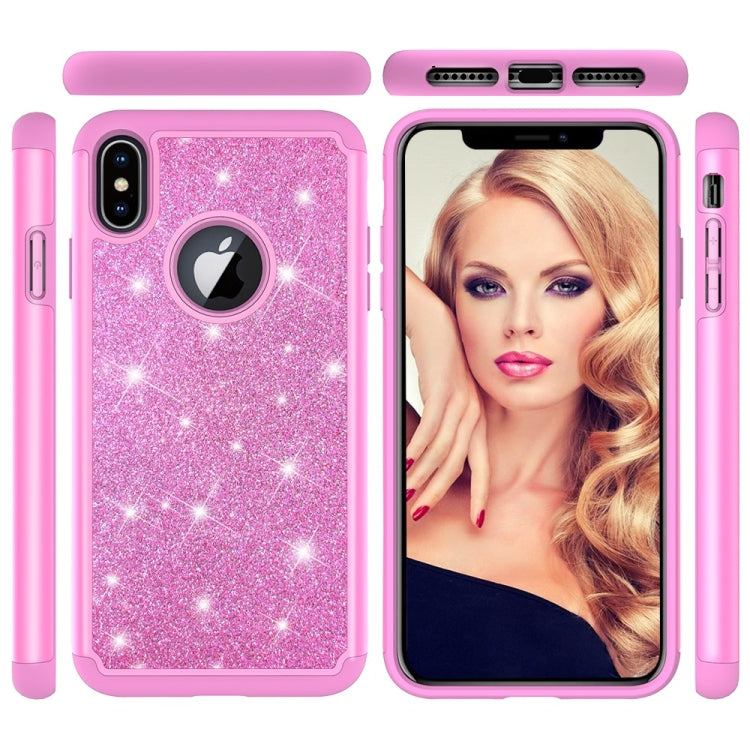 For iPhone XS Max Glitter Powder Contrast Skin Shockproof Silicone + PC Protective Case