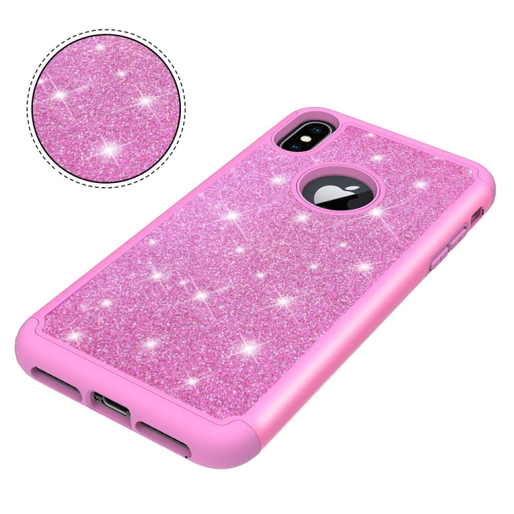 For iPhone XS Max Glitter Powder Contrast Skin Shockproof Silicone + PC Protective Case