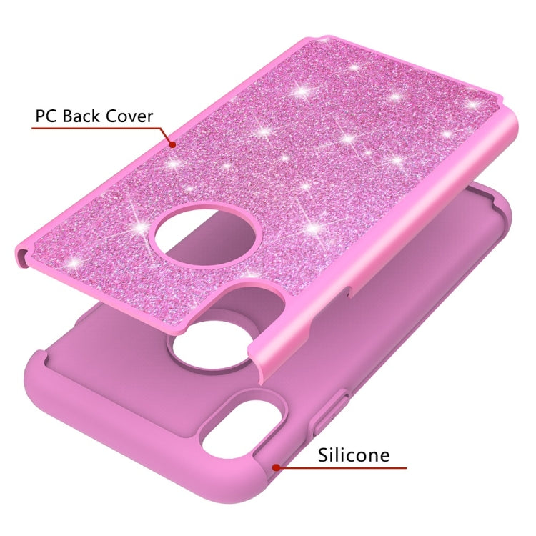 For iPhone XS Max Glitter Powder Contrast Skin Shockproof Silicone + PC Protective Case